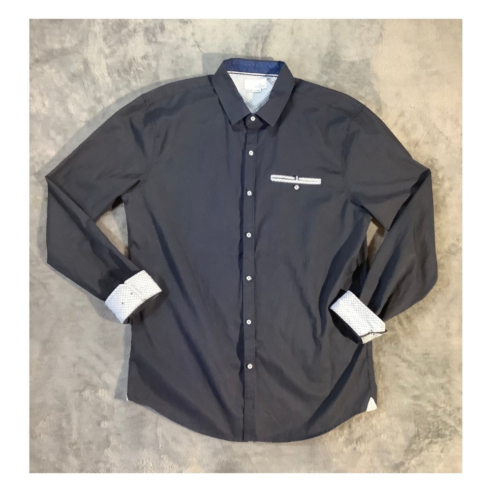 Craft‎ + Flow Men's Black Textured Button Down Shirt XL
